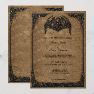 Invitación de boda gótica real vintage