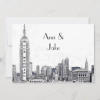 Invitación de boda grabada NYC Skyline 01
