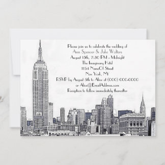 Invitación de boda grabada NYC Skyline 01 2