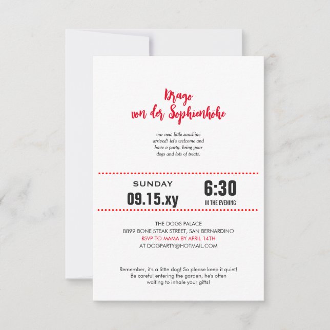 invitación de boda gran danés (Anverso)