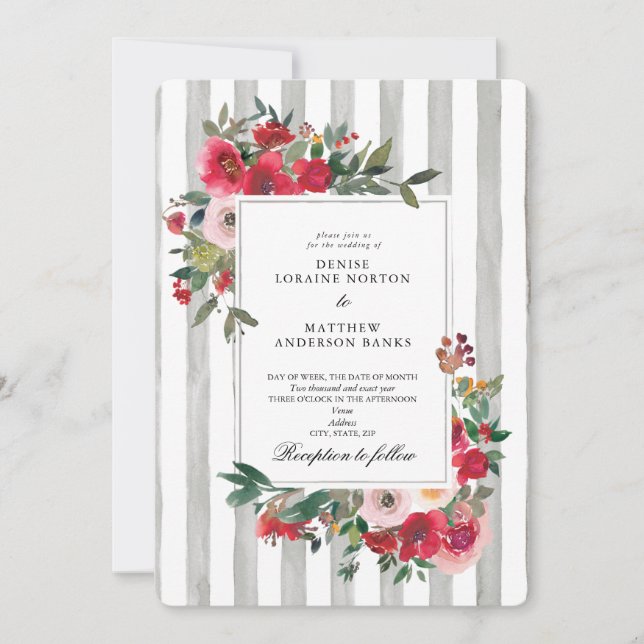 Invitación de boda gris Antártida (Anverso)