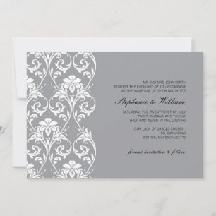 Invitación de boda gris de encaje vintage