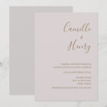 Invitación de boda gris rosa minimalista moderna