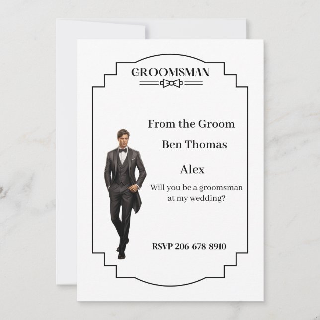 Invitación de boda Groomsman (Anverso)