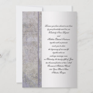 Invitación de boda grunge de lavanda y plata
