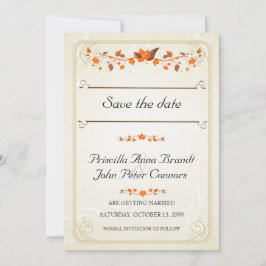 Invitación de Boda Guardar la Fecha, Tema de Hojas