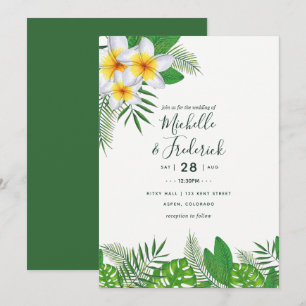 Invitación de boda hawaiana alófica con acuarela L