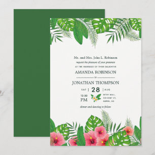 Invitación de boda hawaiana alófica de acuarela Lu