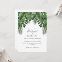 Invitación de boda hawaiana de hoja de palma moder