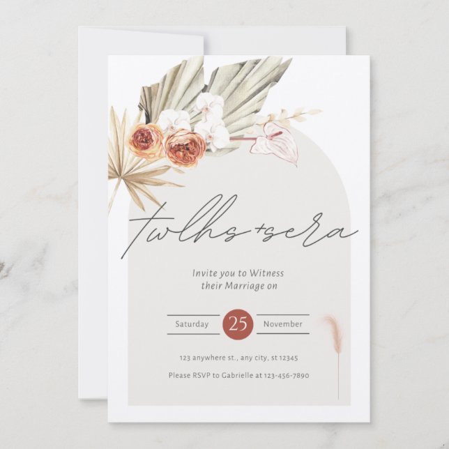 Invitación de boda hermosa y elegante (Anverso)