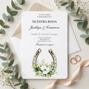 Invitación de Boda Herradura Floral Elegante