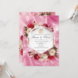 Invitación de Boda Hexágono de Rosas Rojas de Seda