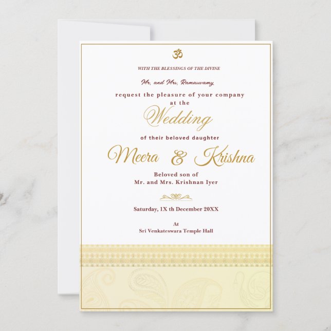 Invitación de Boda Hindú (Anverso)
