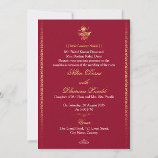 Invitación de Boda Hindú con Mandala Dorada