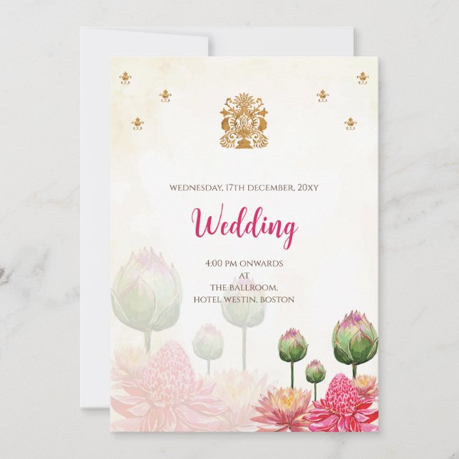 Invitación de boda hindú digital boda india (Anverso)