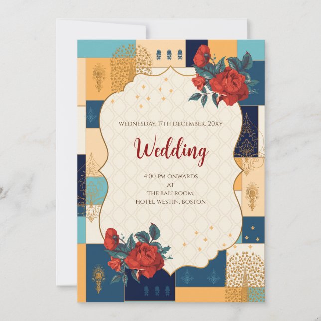 Invitación de boda hindú digital boda india (Anverso)
