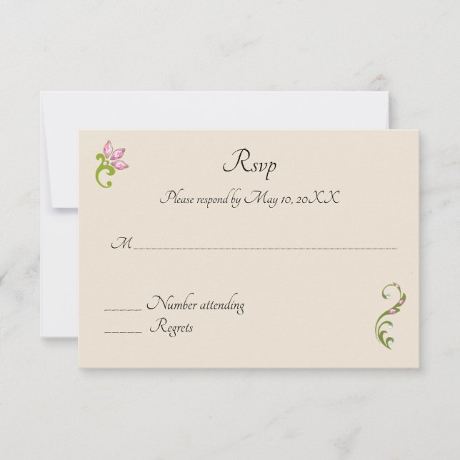 Invitación de boda hindú india con pavo real Rsvp (Anverso)