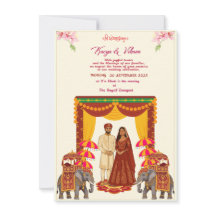 Invitación de boda hindú india tradicional con R