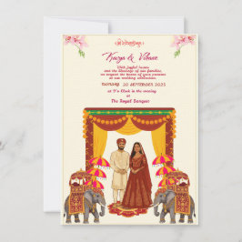 Invitación de boda hindú india tradicional con R