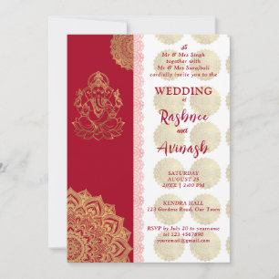 Invitación de Boda Hindú Mandala de Ganesha