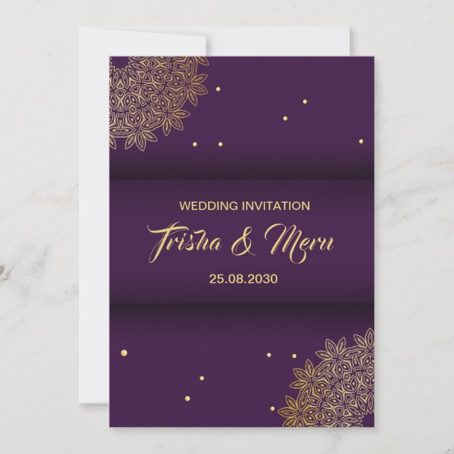 Invitación de Boda Hindú Mandala Étnico (Anverso)