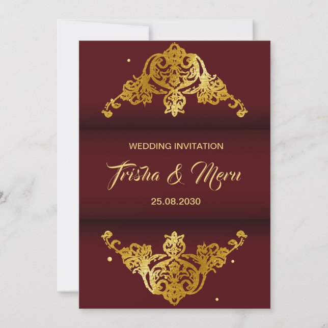 Invitación de Boda Hindú Mandala Étnico (Anverso)
