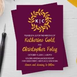 Invitación de boda Hoja de Oro