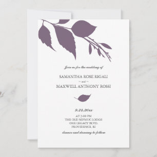Invitación de Boda Hoja Morada Ciruela
