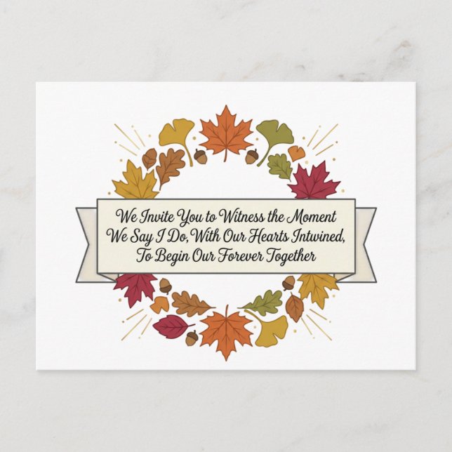 Invitación de Boda Hojas de Otoño (Anverso)