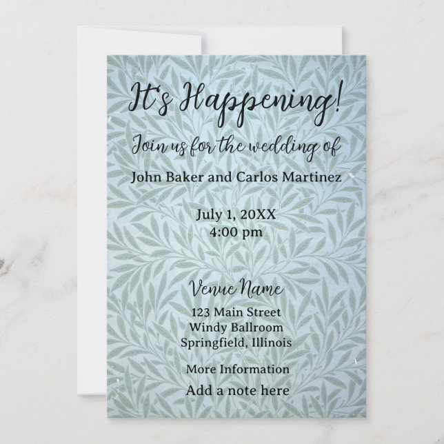 Invitación de boda Hojas Suaves (Anverso)