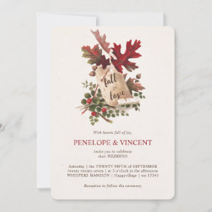 Invitación de boda Hojas Vintage de Otoño Enamorad