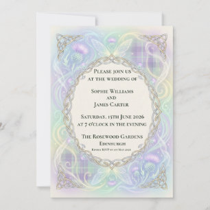 Invitación de boda holográfica con cardo celta