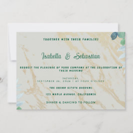 Invitación de boda horizontal de eucalipto verde s