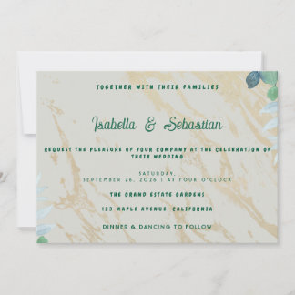 Invitación de boda horizontal de eucalipto verde s
