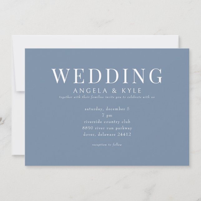 Invitación de boda horizontal de pervinca moderna (Anverso)