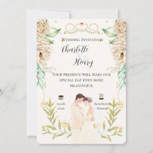 Invitación de Boda Iconos de Itinerario Floral Cre