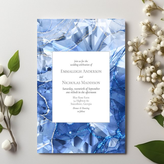 Invitación de boda ilusión de gema zafiro azul (Subido por el creador)
