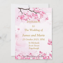 Invitación de boda impresionante, flor rosa