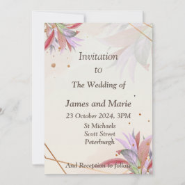 Invitación de boda impresionante, hojas otoñales
