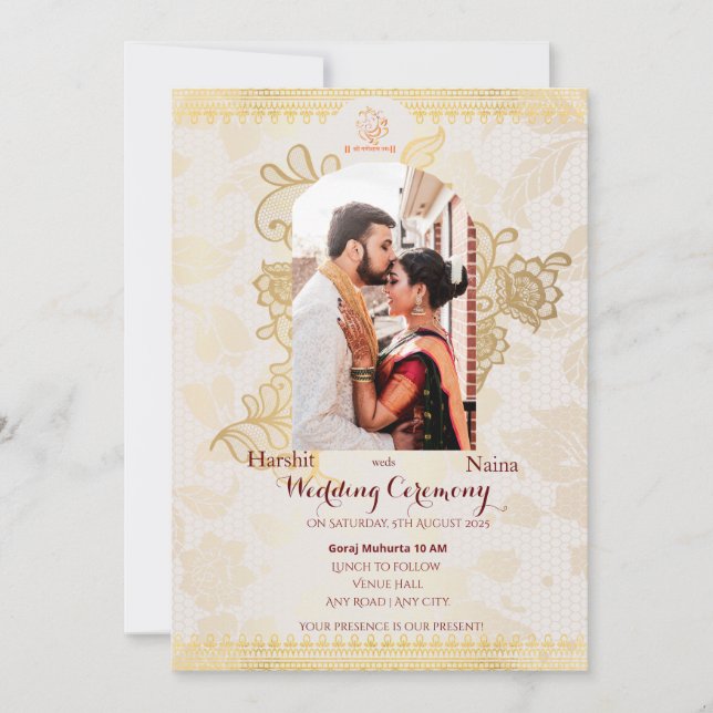 invitación de boda india (Anverso)