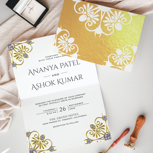 Invitación de Boda India con Mandala Blanco y Dora (Subido por el creador)