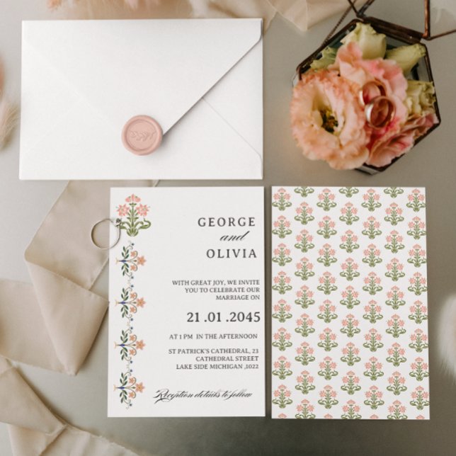 Invitación de Boda India con Motivo Natural Mogol (Subido por el creador)