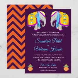 Invitación de boda india de elefante arte popular 