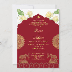 Invitación de Boda India Elefante Mandala