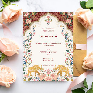Invitación de boda india elegante Pichwai