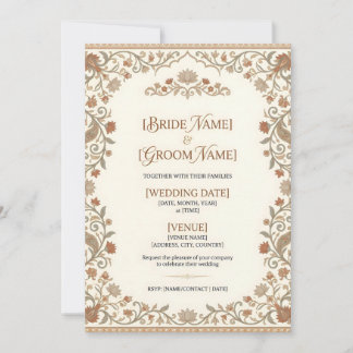 Invitación de boda india personalizable floral