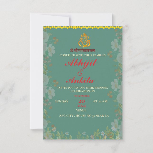 invitación de boda india personalizada (Anverso)
