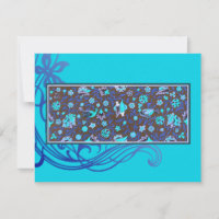 Invitación de boda india RSVP Aqua Bird Flourish