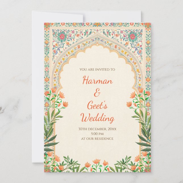 Invitación de boda india Tarjeta de boda hindú (Anverso)