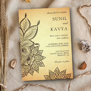 Invitación de boda india Vintage Mehendi Henna